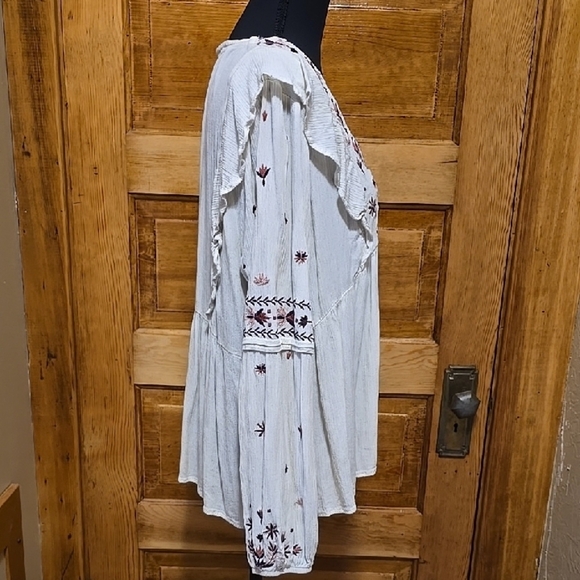 Knox Rose Long Sleeve Cream Embroidered Peasant Blouse L - Picture 3 of 4